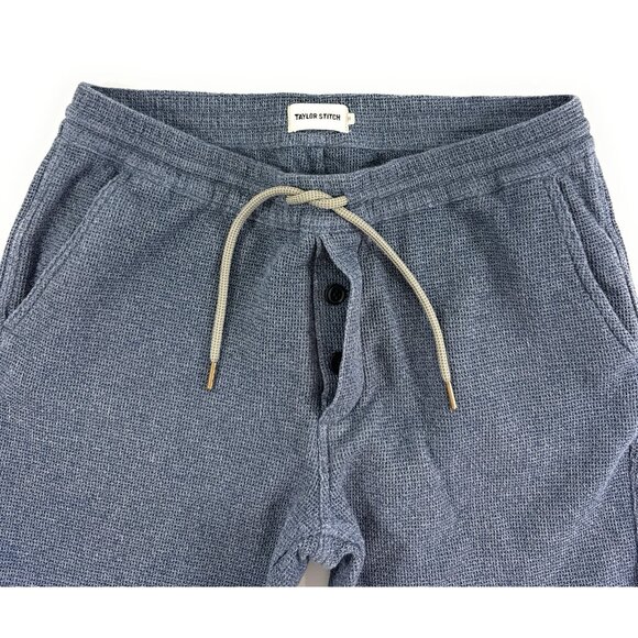 Taylor Stitch Apres Pants Waffle Knit Textured Joggers Size Medium Blue - Picture 2 of 9